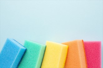 Colorful sponges with copy space