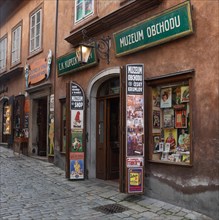 Souvenir shop in the historic old town of Krumlov
