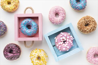 Cute donuts colorful boxes