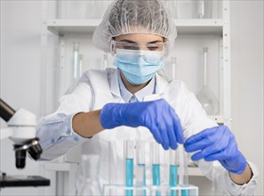 Woman working laboratory portrait