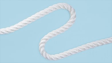 Wavy solid white rope blue background