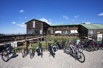 Bicycles in front of Hotel Caneo in the Isonzo River nature park Reserve
