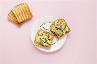 Plate with avocado toast