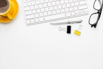 Desk concept frame with keyboard