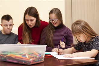 Drawing workshop with children with down syndrome