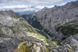 View from the summit of the Southern Riffelspitze over the Hoellental