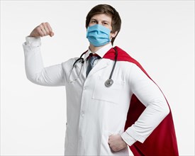 Medium shot doctor wearing surgical mask