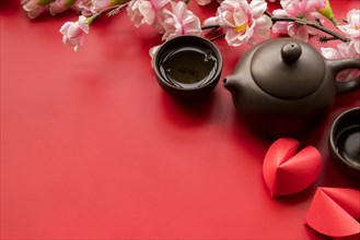 Chinese new year composition with tea
