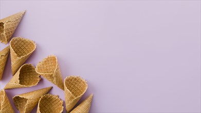 Empty short waffle ice cream cones