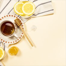 Black tea with honey fresh lemon slice