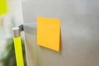 Yellow sticky note fridge