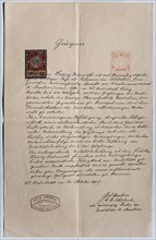 Certificate from 1907 for teacher at Oberrealschule in Wiener-Neustadt