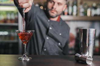 Preparing refreshing cocktail bar