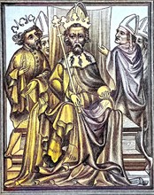 Emperor Charles IV in Imperial Order with his son Wenceslas and bishops