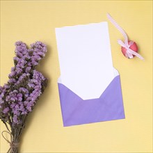 Flat lay purple birthday invitation mock up
