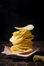 Front view stack potato chips
