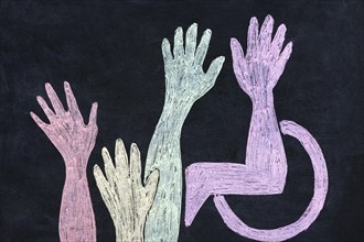 Variety hand drawn hands inclusion concept