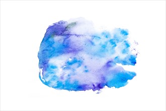 Blue purple watercolor brush stroke white paper