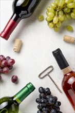 Frame wine bottles grapes
