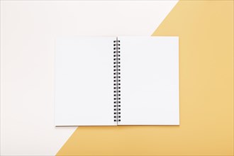 Stationery elements with empty opened notepad