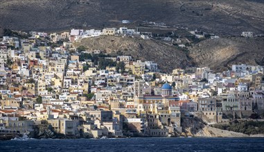 View of the town of Ermoupoli with the church of St Nicholas