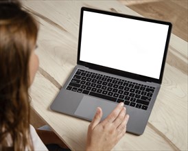 Close up woman with laptop