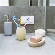 Soap toothbrushes shelf