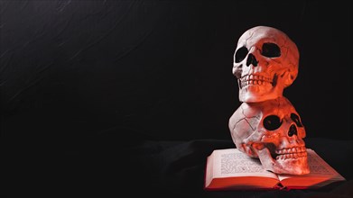 Two skulls book red light