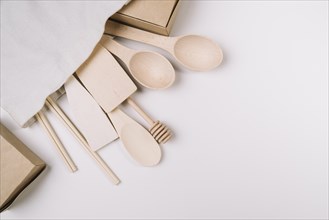 Wooden kitchen tools with copy space