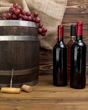 Bottles wine with barrel