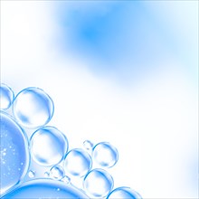 Abstract air bubbles water bright cyan blurred background