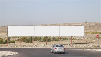 Blank advertising billboards near highway