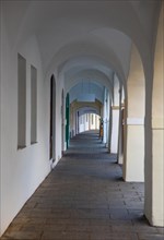 Arcade in the historic old town of Ceske Budejovice