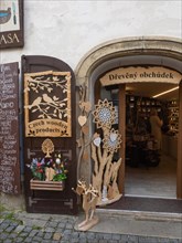 Souvenir shop in the historic old town of Krumlov