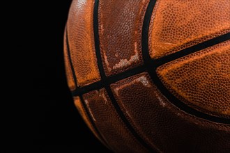 Close up old basketball ball