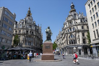 Statue of David Teniers and historic buildings