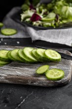 Salad arrangement with sliced cucumber