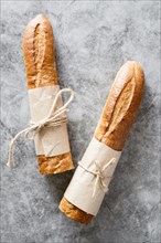 Top view tied baguettes