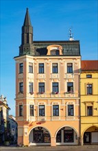 Row of houses on Premysl Otakar II Square in the historic old town of Ceske Budejovice