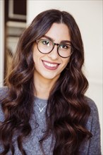 Smiling woman glasses