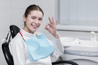Beautiful woman happy dentist