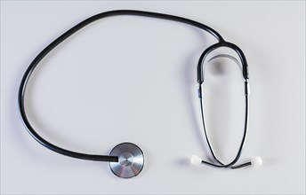 Stethoscope on isolated background. Medical stethoscope top view isolated