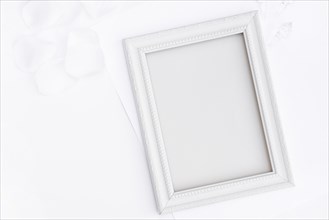 Flat lay white frame with copy space