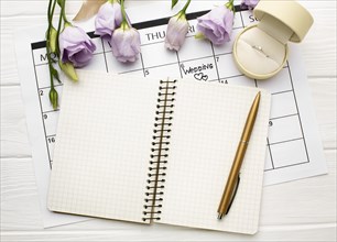 Empty open notebook wedding planner