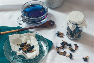 Healthy herbal blue tea or asian pigeonwings