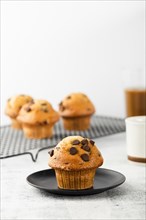 Delicious muffins with chocolate just backed
