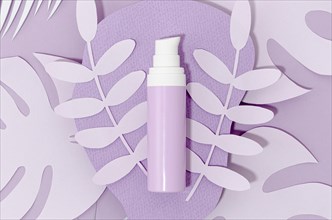 Arrangement purple make up bottle