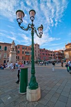 Venice Italy campo San stefano view with blue sky and white clouds