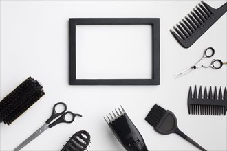 Empty frame with hair supplies