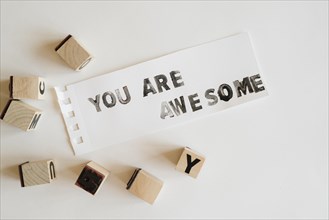 Text you are awesome with stamps